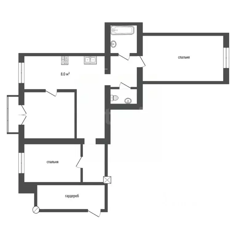3-к кв. Томская область, Северск ул. Ленина, 28А (62.5 м) - Фото 2