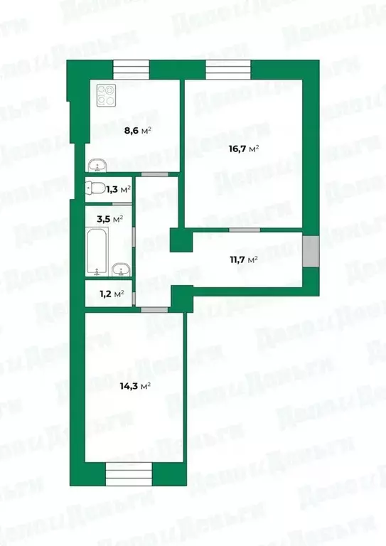 2-к кв. Кировская область, Киров ул. Пугачева, 37Г (57.3 м) - Фото 1