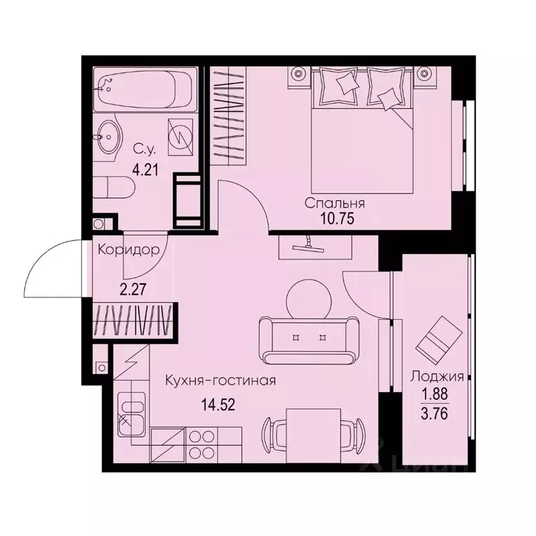 1-к кв. Ленинградская область, Всеволожский район, Заневское городское ... - Фото 1