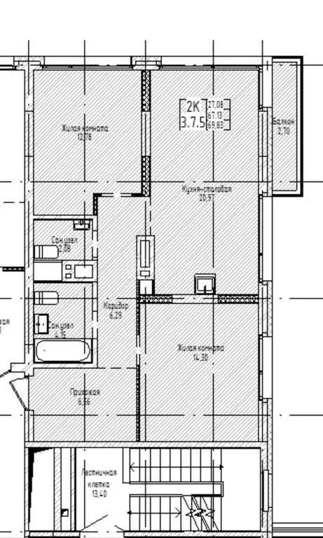 2-комнатная квартира: Новосибирск, улица Аэропорт, 23 (70 м) - Фото 1