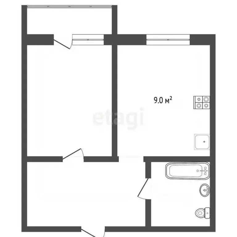 1-к кв. Ростовская область, Батайск ул. Максима Горького, 491В (33.0 ... - Фото 2