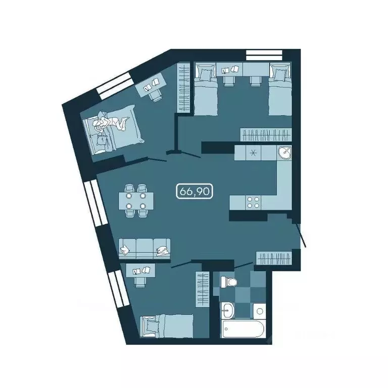 4-к кв. Приморский край, Владивосток ул. Борисенко (66.9 м) - Фото 1