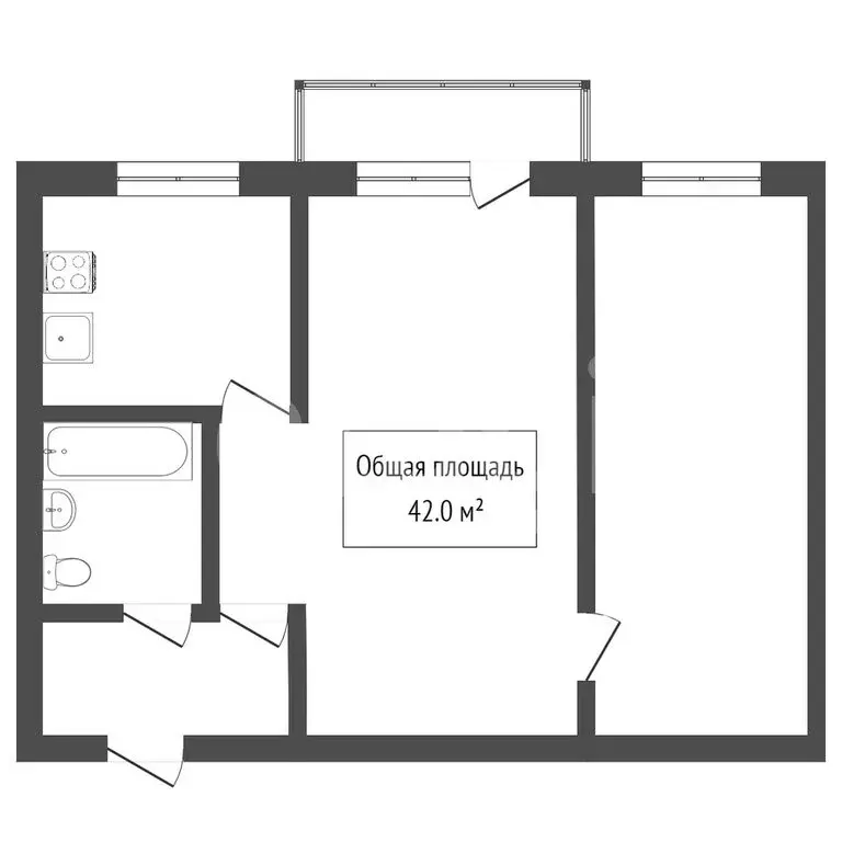 2-комнатная квартира: Томск, улица Котовского, 28 (41.2 м) - Фото 1