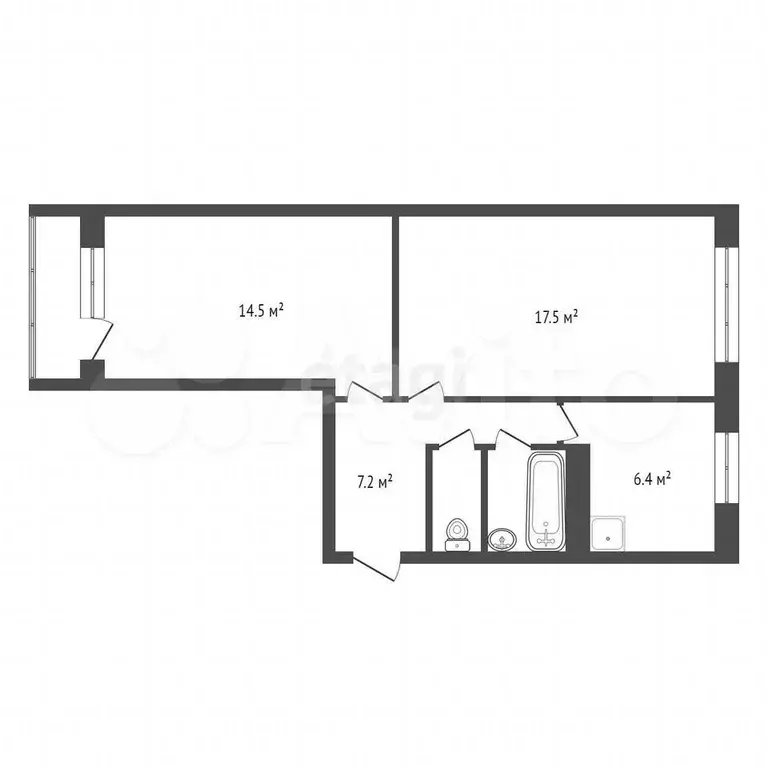 2-к. квартира, 48,9 м, 9/9 эт. - Фото 0