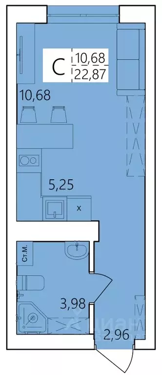 Студия Башкортостан, Уфа ул. Пожарского, 237 (22.87 м) - Фото 1