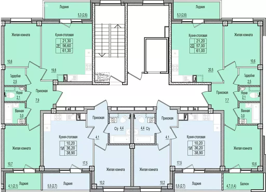 2-комнатная квартира: Псков, ЖК Крестовский (60.6 м) - Фото 2