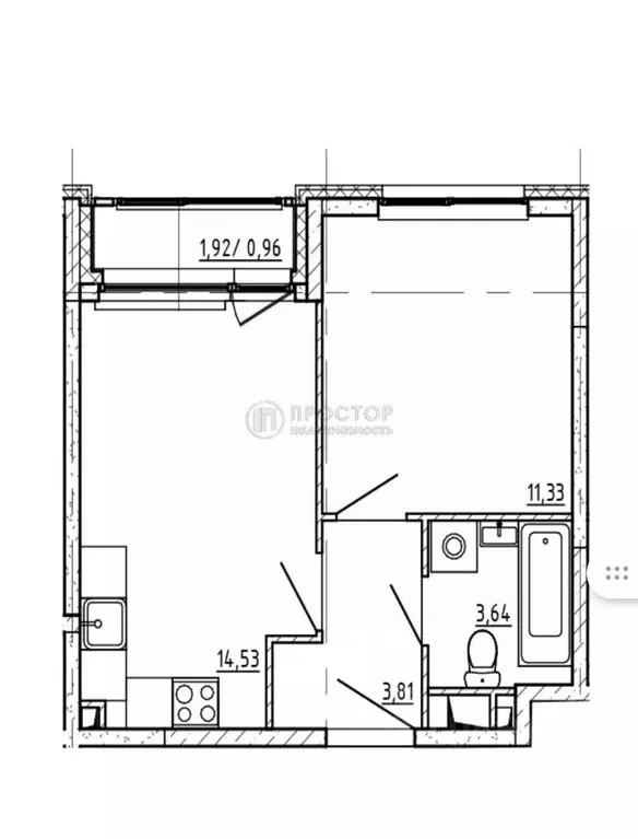 1-к кв. Москва бул. Небесный, 1к1 (33.2 м) - Фото 2