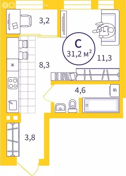 Квартира-студия: Екатеринбург, улица Репина, 111 (29.61 м) - Фото 0