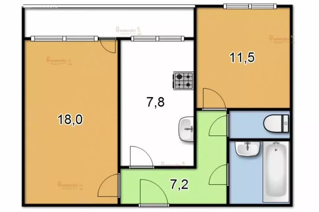 2-комнатная квартира: Екатеринбург, улица Бебеля, 146 (48.2 м) - Фото 1
