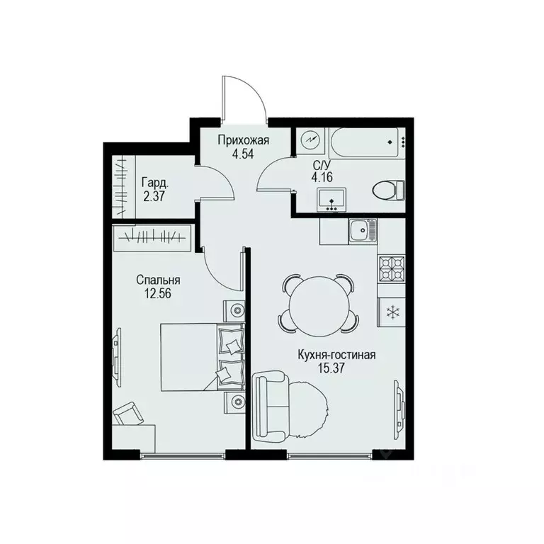 1-к кв. Санкт-Петербург ул. Профессора Попова, 38 (39.0 м) - Фото 0