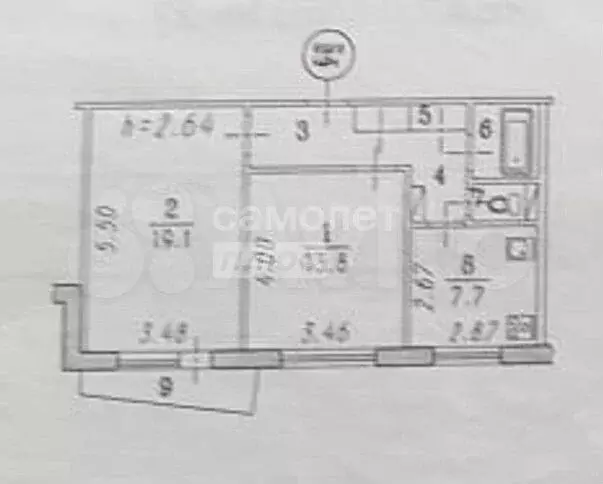 2-к. квартира, 53,7 м, 7/9 эт. - Фото 0