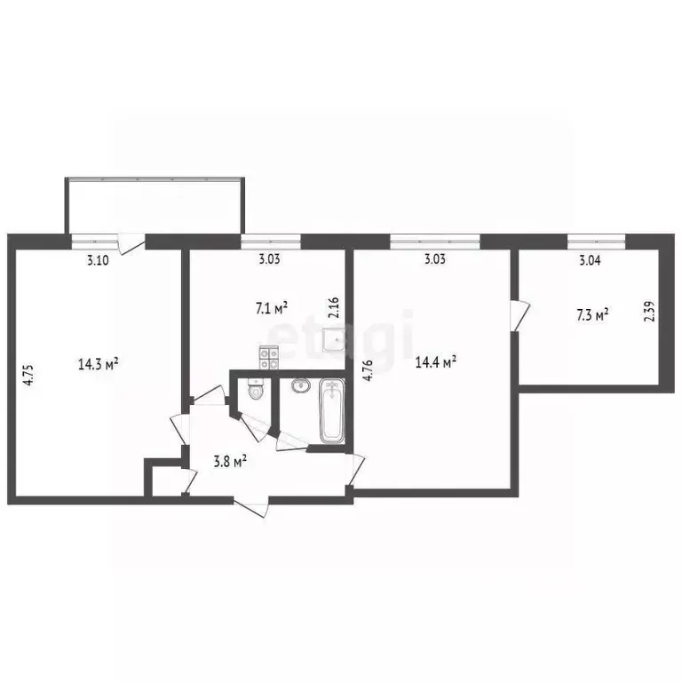 3-к кв. Хабаровский край, Амурский район, Эльбан рп ул. Гагарина (50.3 ... - Фото 2