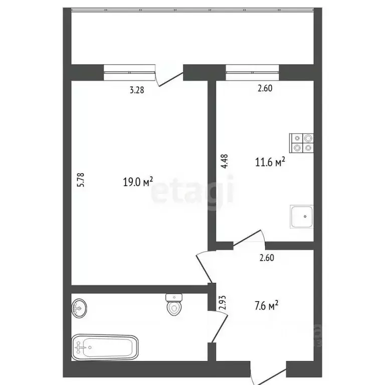 1-к кв. Тюменская область, Тюмень Олимпийская ул., 51 (43.5 м) - Фото 2