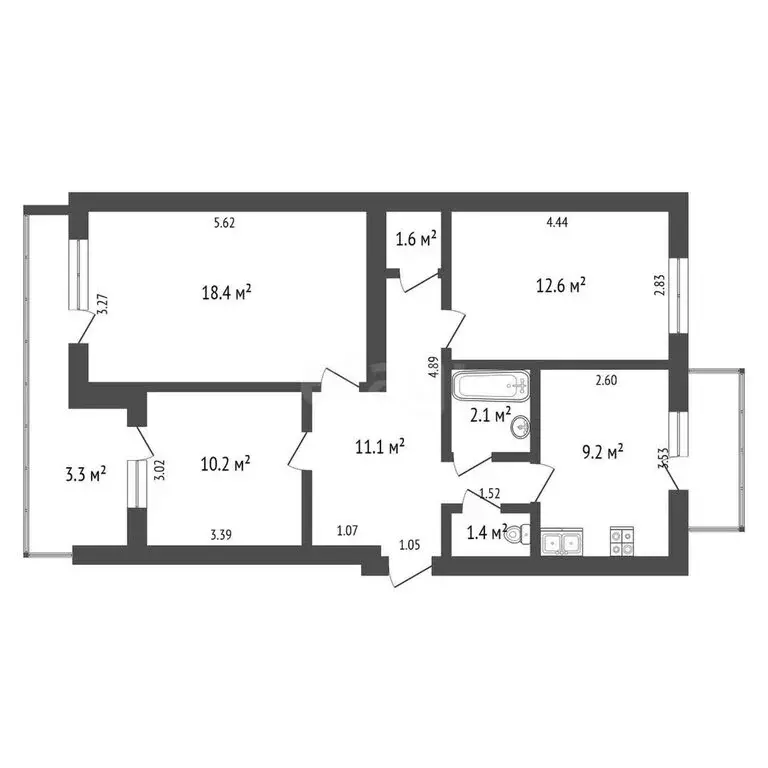 3-комнатная квартира: Судак, Серный переулок, 5 (67.2 м) - Фото 2