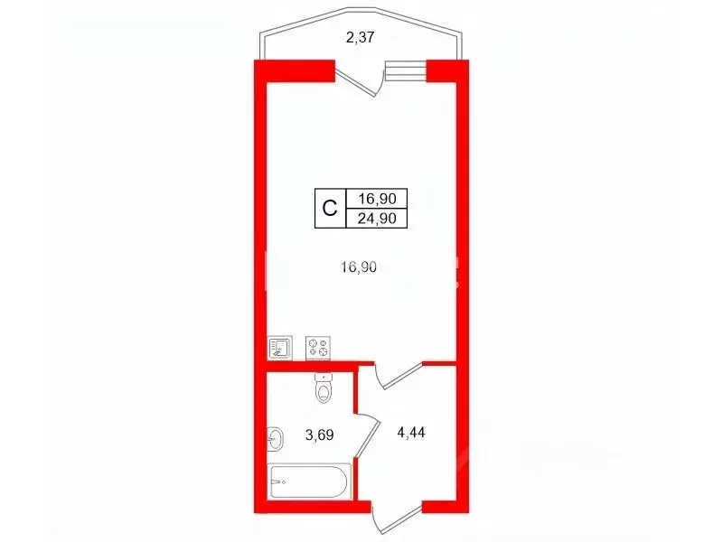 Студия Ленинградская область, Мурино Всеволожский район, аллея ... - Фото 2