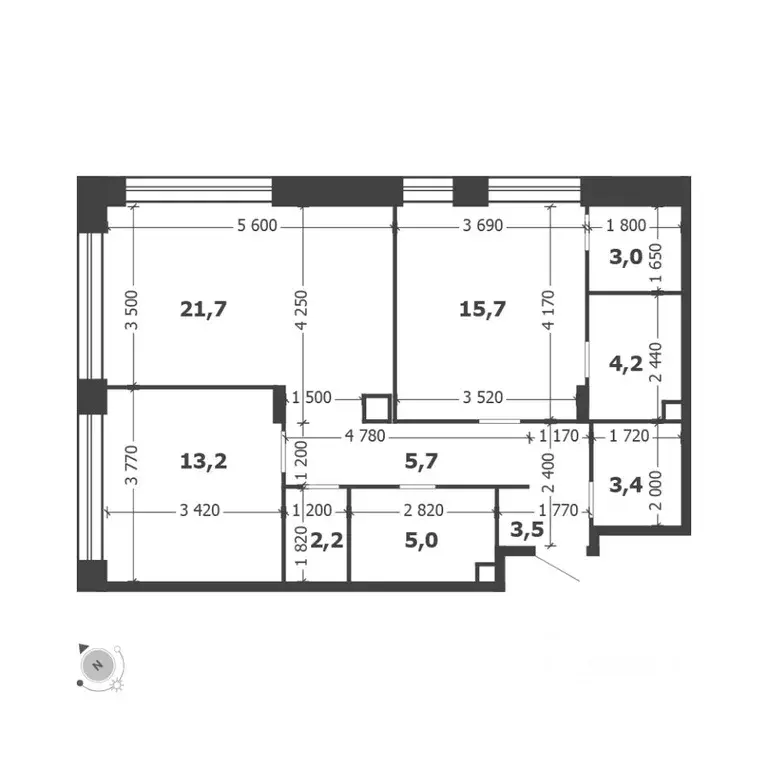 2-к кв. Москва проезд Проектируемый № 7021А (77.6 м) - Фото 1