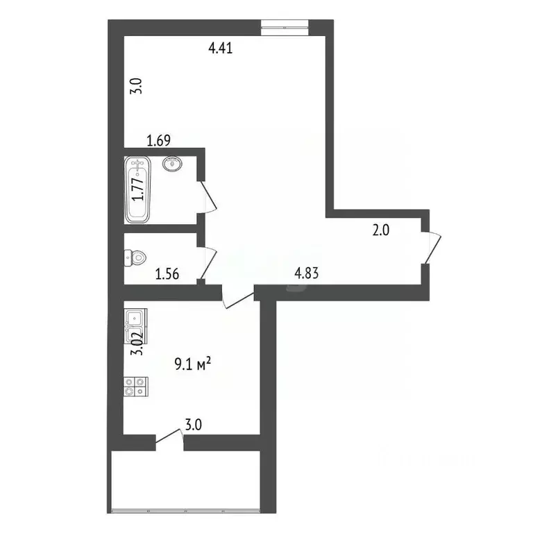 1-к кв. Башкортостан, Стерлитамак ул. Николаева, 22 (37.8 м) - Фото 2
