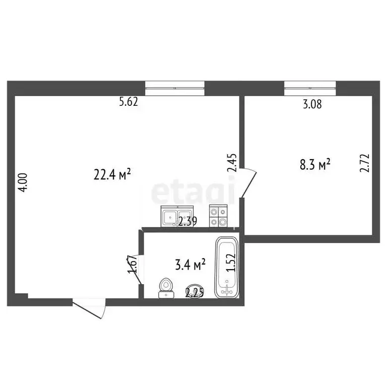 2-комнатная квартира: Саранск, улица Олега Кошевого, 20 (30.8 м) - Фото 1