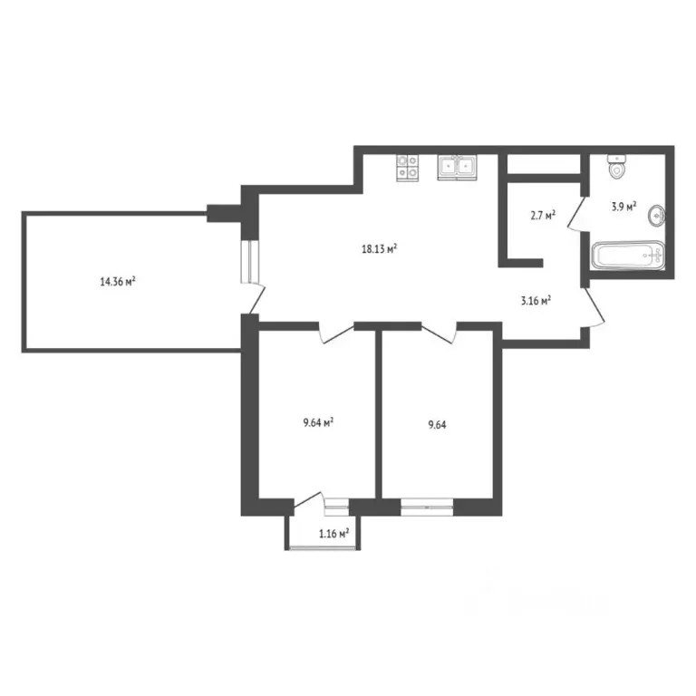 2-к кв. Тюменская область, Тюмень ул. Геннадия Райкова, 19 (63.0 м) - Фото 1