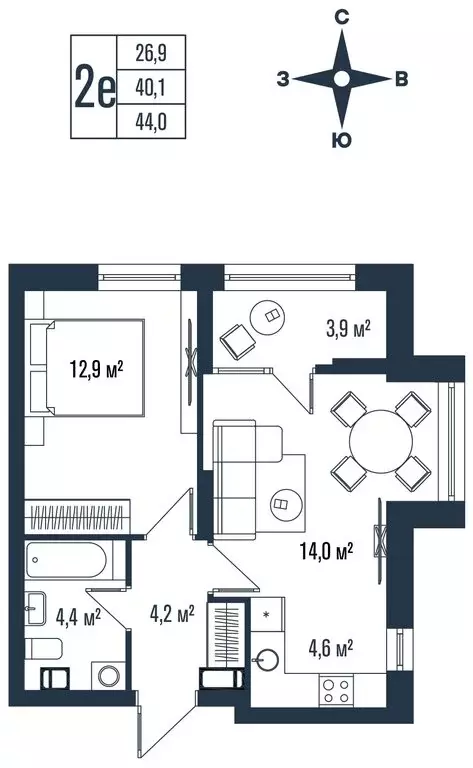 2-комнатная квартира: Владивосток, улица Тухачевского, 33к2 (44 м) - Фото 1