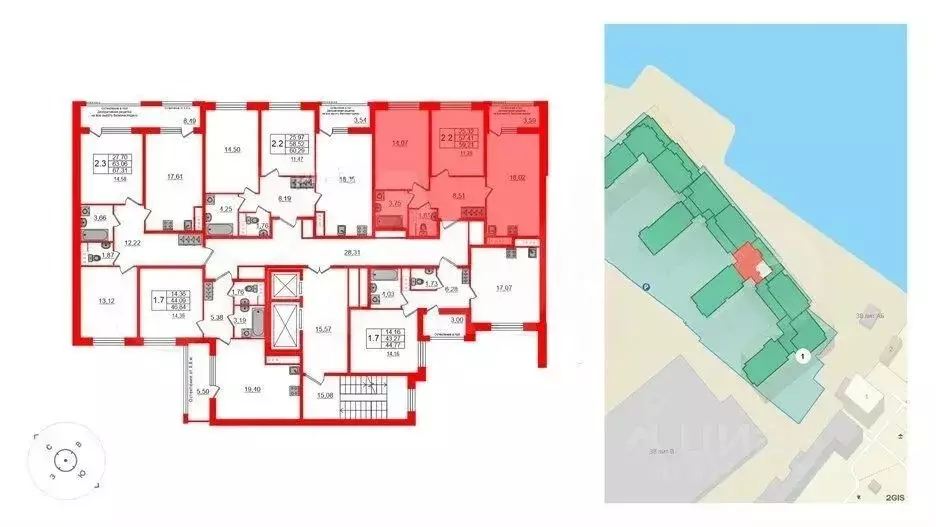 2-к кв. Санкт-Петербург просп. Обуховской обороны, 36 (56.4 м) - Фото 2