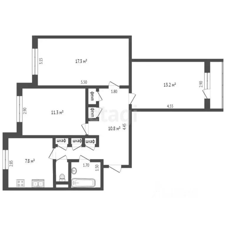 3-к кв. Ямало-Ненецкий АО, Новый Уренгой Мирный мкр, 5/2 (67.1 м) - Фото 2