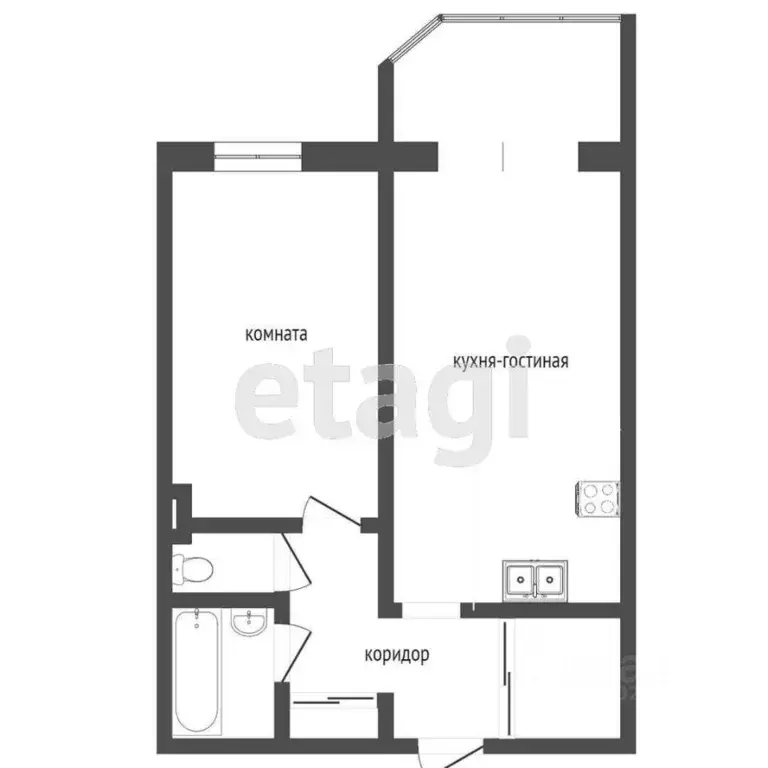 1-к кв. Ханты-Мансийский АО, Сургут ул. Крылова, 30 (43.8 м) - Фото 2