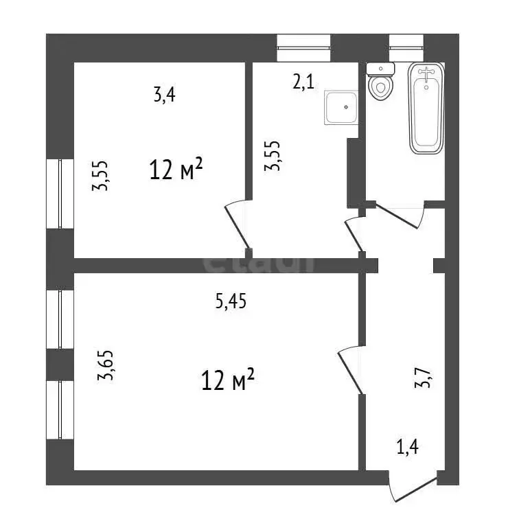 2-комнатная квартира: Иркутск, улица Зверева, 27 (48.5 м) - Фото 1