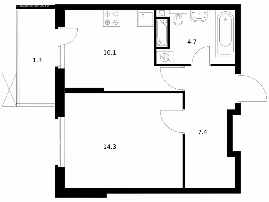 1-комнатная квартира: Москва, Муравская улица, 44к2 (37.8 м) - Фото 1
