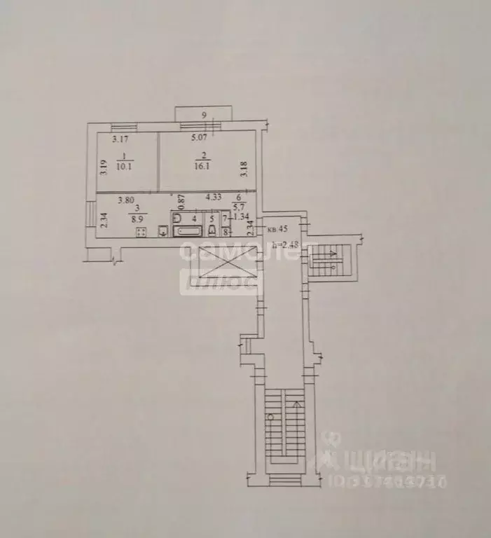 2-к кв. Московская область, Реутов ул. Ленина, 29 (46.4 м) - Фото 2
