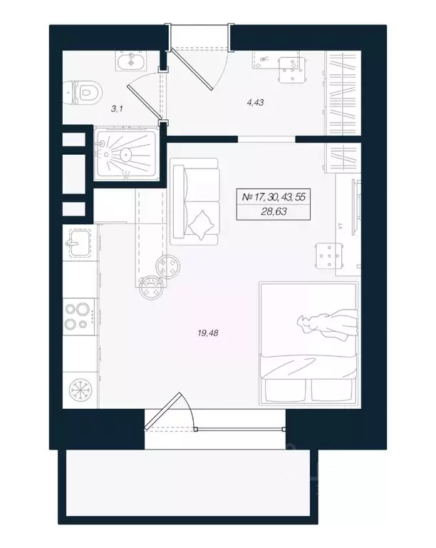 Студия Ленинградская область, Выборгский район, Рощино пгт ул. ... - Фото 1