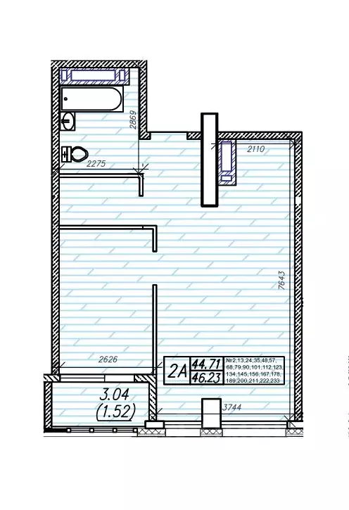 2-к кв. Приморский край, Владивосток Суприм жилой комплекс (46.23 м) - Фото 1