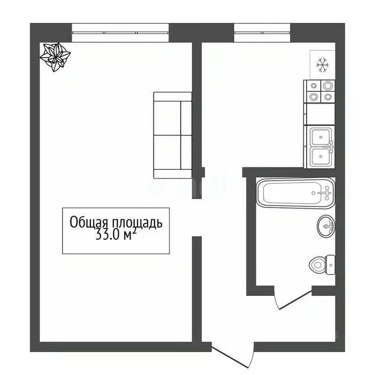 1-к кв. Новосибирская область, Новосибирск ул. Петухова, 74 (33.0 м) - Фото 2
