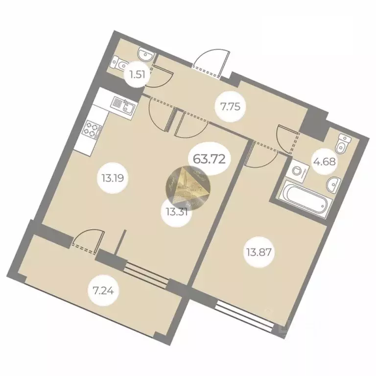 1-к кв. Санкт-Петербург ш. Суздальское, 8 (63.72 м) - Фото 1