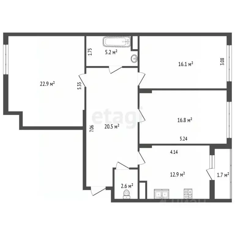 3-к кв. Москва бул. Скандинавский, 8 (100.4 м) - Фото 2