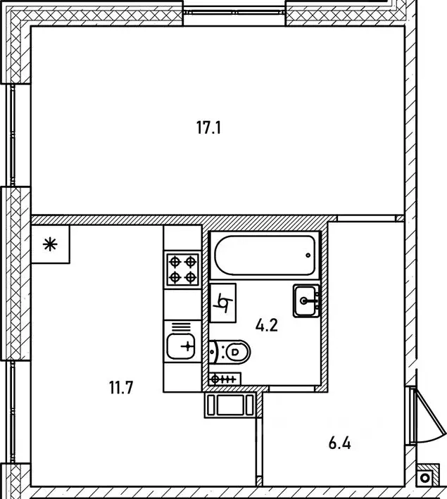 1-к кв. Новгородская область, Великий Новгород 6-й кв-л,  (39.4 м) - Фото 1