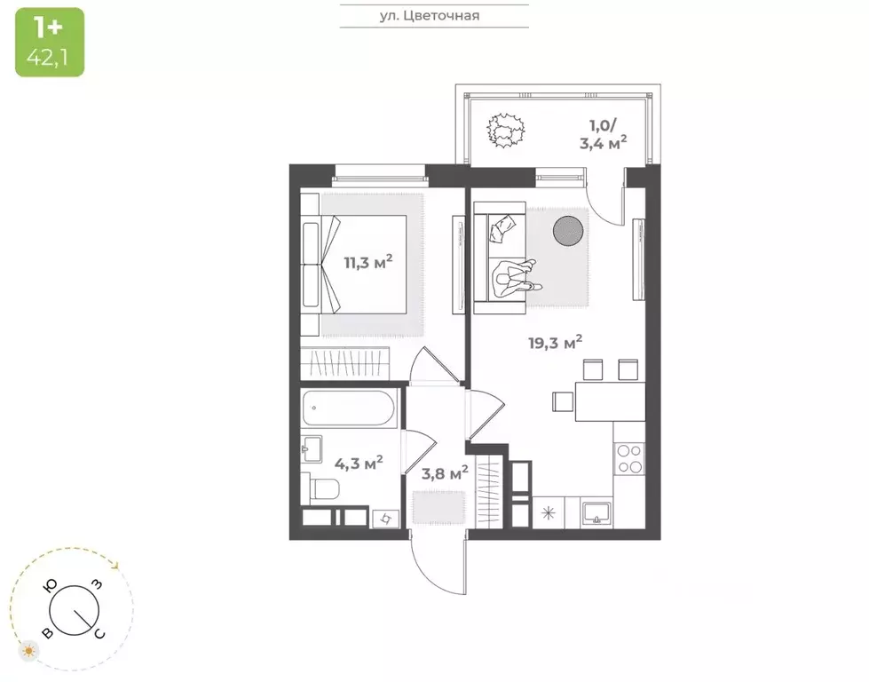 1-к кв. Тверская область, Тверь Соминка мкр,  (39.7 м) - Фото 1