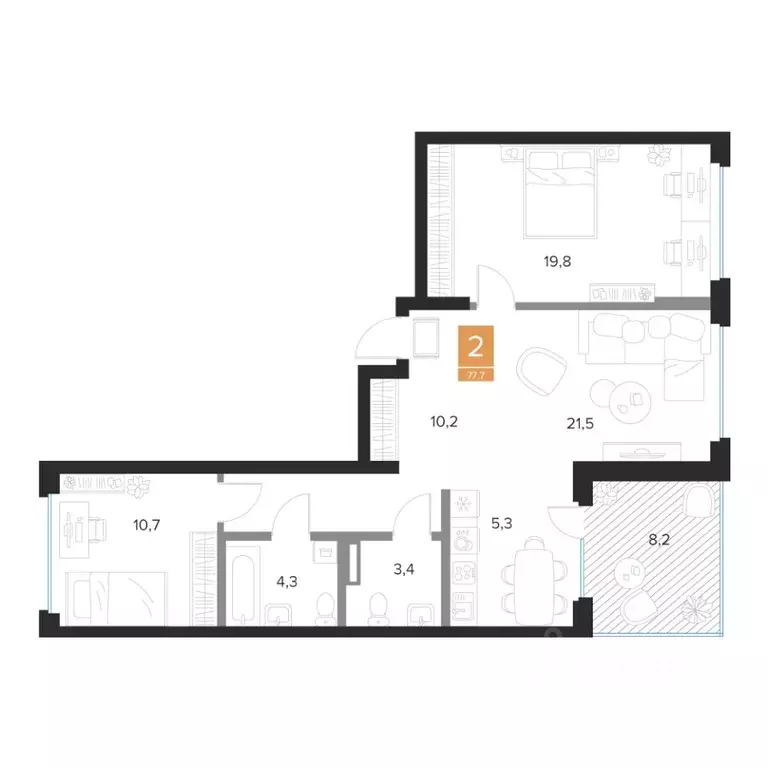 2-к кв. Курская область, Курск Парковый квартал Чувства жилой комплекс ... - Фото 1