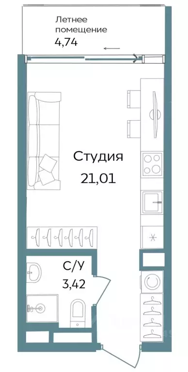 Студия Крым, Саки ул. Морская (29.17 м) - Фото 0