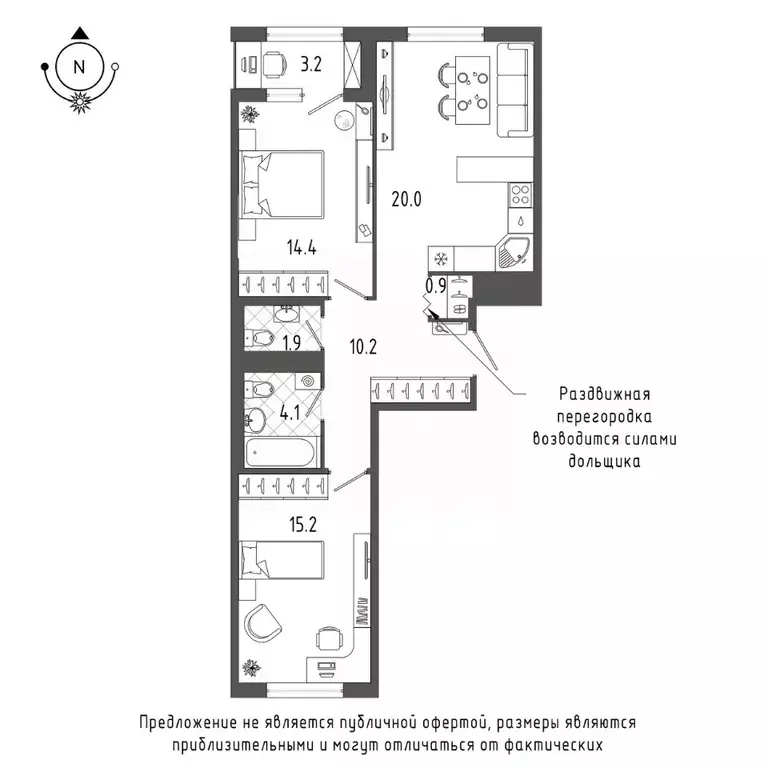 2-к кв. Санкт-Петербург бул. Измайловский, 11 (68.2 м) - Фото 0