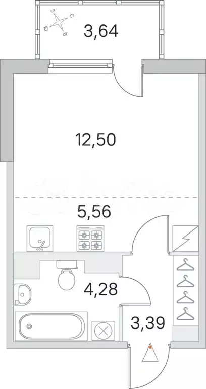 Квартира-студия, 26,8 м, 2/5 эт. - Фото 0