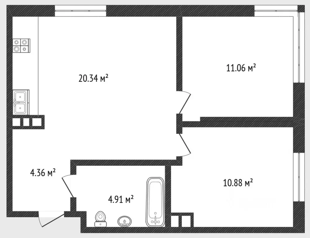2-к кв. Тюменская область, Тюмень Харьковская ул., 74 (52.0 м) - Фото 1