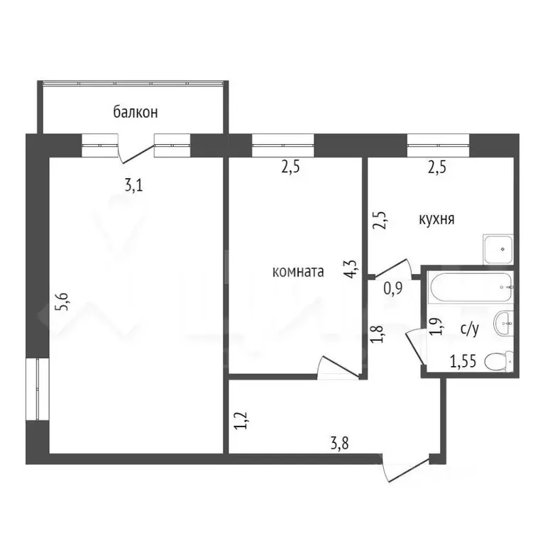 2-к кв. Омская область, Омск ул. Конева, 30/1 (51.0 м) - Фото 1