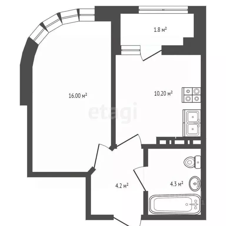 1-к кв. Ростовская область, Ростов-на-Дону ул. Бориса Слюсаря, 23с2 ... - Фото 1