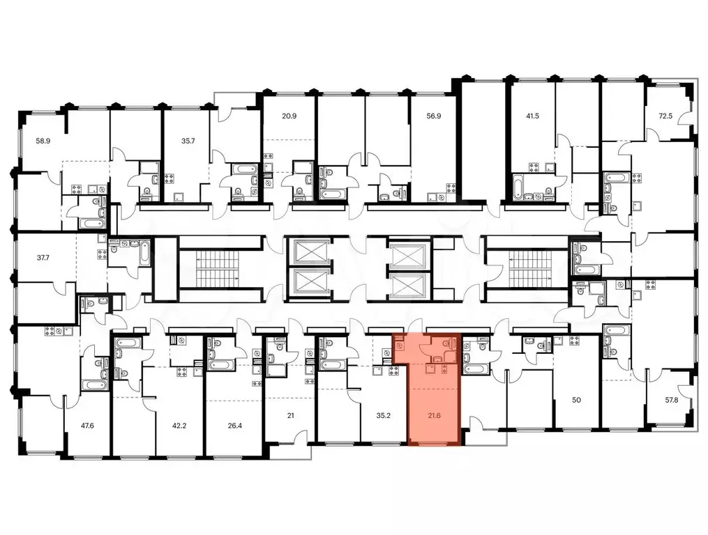 Квартира-студия, 21,6 м, 21/32 эт. - Фото 1