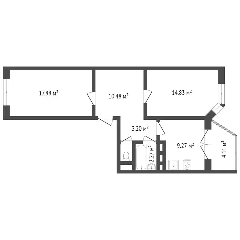 2-комнатная квартира: Воронеж, Московский проспект, 120 (59.8 м) - Фото 1
