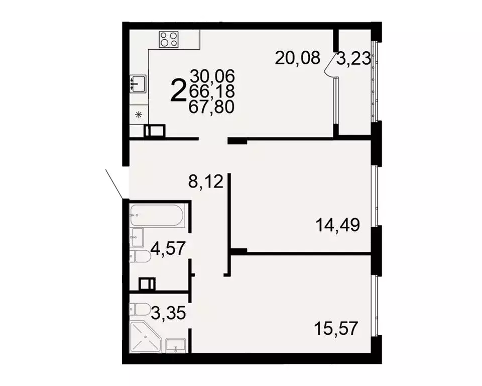 2-комнатная квартира: Тула, жилой комплекс Флагман (67.8 м) - Фото 1