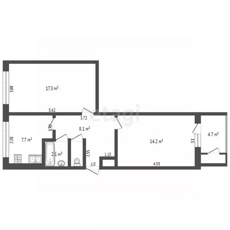 2-к кв. Крым, Ялта ул. Свердлова, 85 (51.2 м) - Фото 1