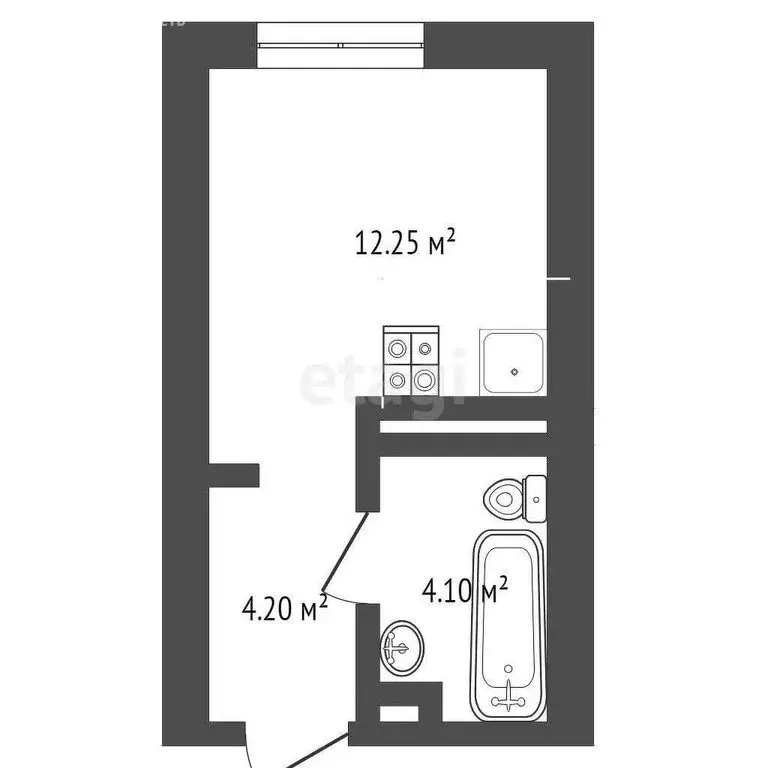 Квартира-студия: Тюмень, улица Ю.-Р.Г. Эрвье, 38 (20.2 м) - Фото 1