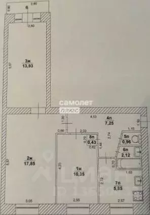 3-к кв. Ульяновская область, Ульяновск ул. Северный Венец, 12 (58.9 м) - Фото 2